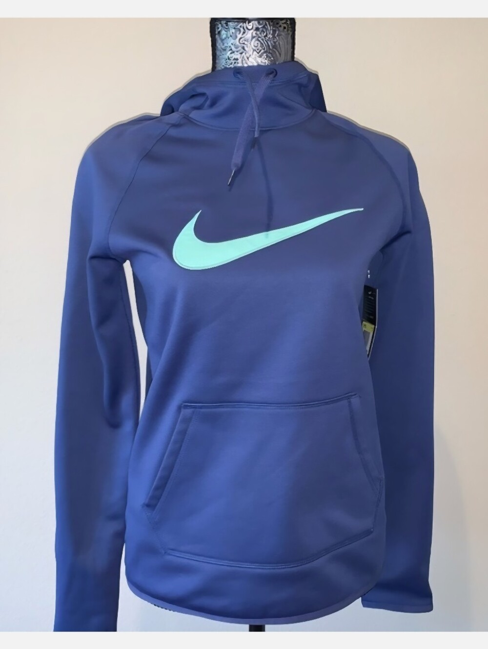 Nike Therma Hoodie Hooded Sweatshirt Blue-ish Purple Swoop Graphic Women's M